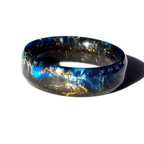 Galaxy Nebula Ring Deep Space Gold Blue And Antique Etsy Space Rings