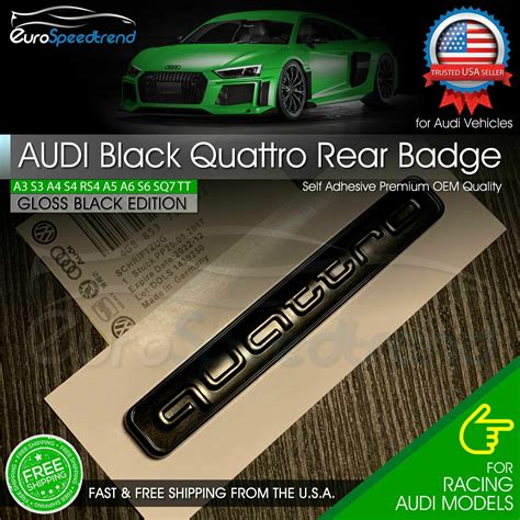 Audi Black Quattro Emblem 3d Badge Rear Liftgate Trunk Oem For A3 A4 A5