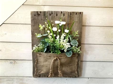 Wood Farmhouse Wall Pocket For Flowerswall Hanging Etsy In 2020