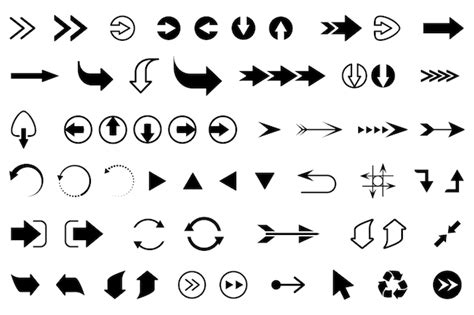 Free Vector Big Black Arrows Flat Icon Set Modern Abstract Simple