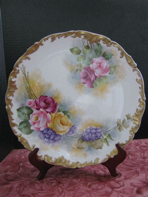Antique Tv Limoges France Handpainted 12 12 Cabinet Plate Roses