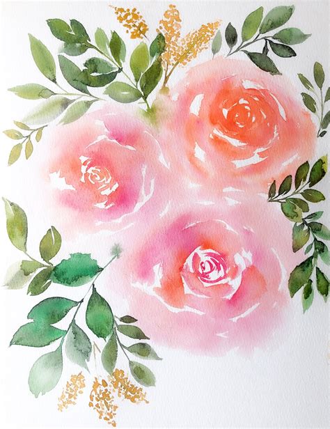 Loose Watercolor Roses Watercolor Flower Art Watercolor Rose Floral