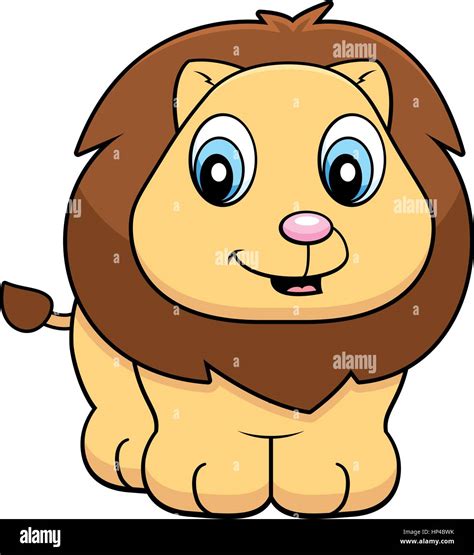 A Happy Cartoon Baby Lion Standing And Smiling Stock Vector Image And Art