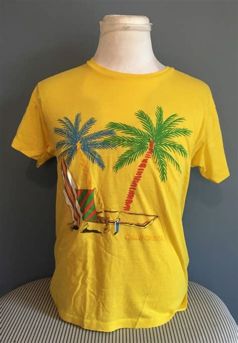 Vintage California Palm Trees 1980s Yellow Travel Sum Gem