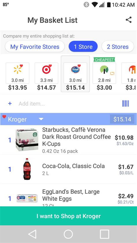 You can compare prices and create lists. Best Grocery Store Price Comparison Apps