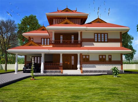 Evens Construction Pvt Ltd Traditional Style Kerala House