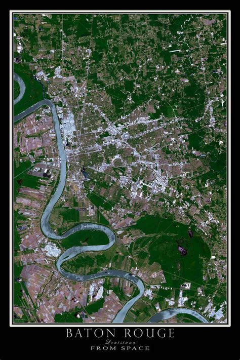 The Baton Rouge Louisiana Satellite Poster Map Baton Rouge Louisiana