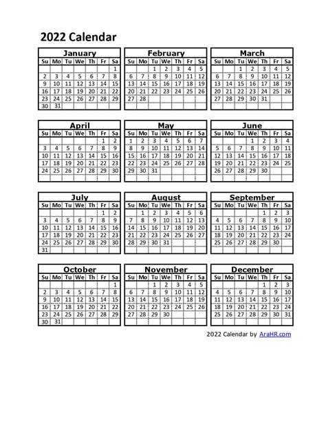Free Printable Calendar 2022 Templates Yearly Calendars 2022 Blank
