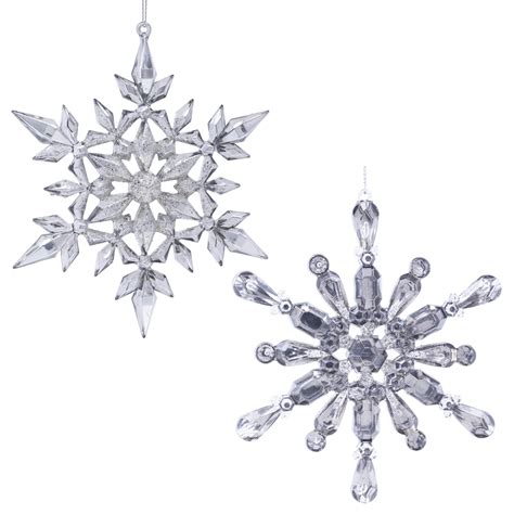 Orn Clear Snowflake 5 W Gilding And Slv Gltr 2s Christmas Forever