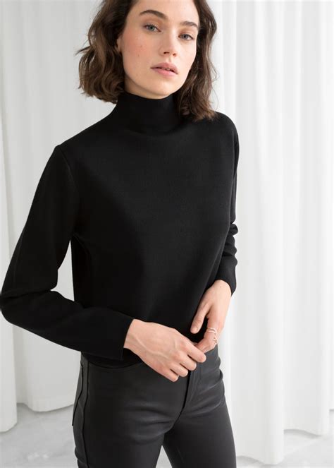 Cropped Relaxed Fit Turtleneck Turtle Neck Fashion Fitted Turtleneck
