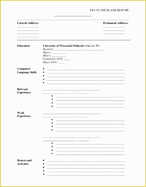 Free Printable Fill In The Blank Resume Templates Of 9 Blank Resume