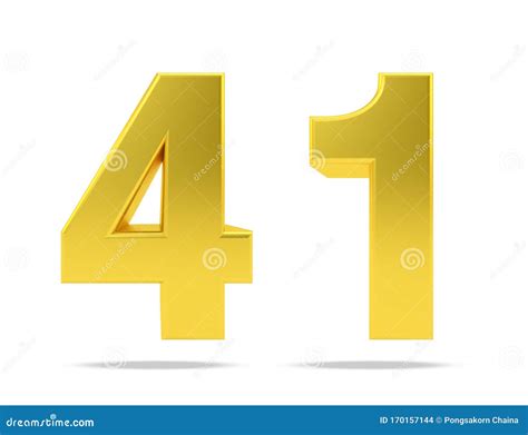 Gold Metal Number 41 Forty One Isolated On White Background 3d