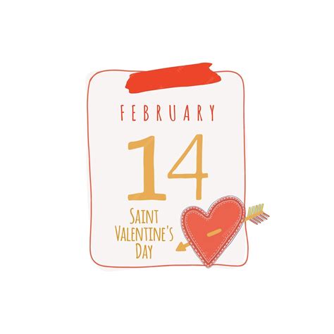 Premium Vector Calendar Sheet With Shutter Valentines Day February 14