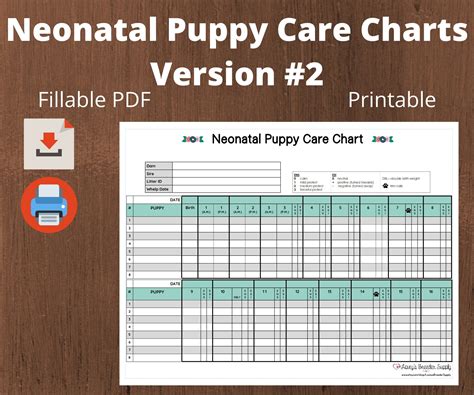 Neonatal Puppy Weight Chart Version 2 Daily Puppy Weight Etsy In 2022