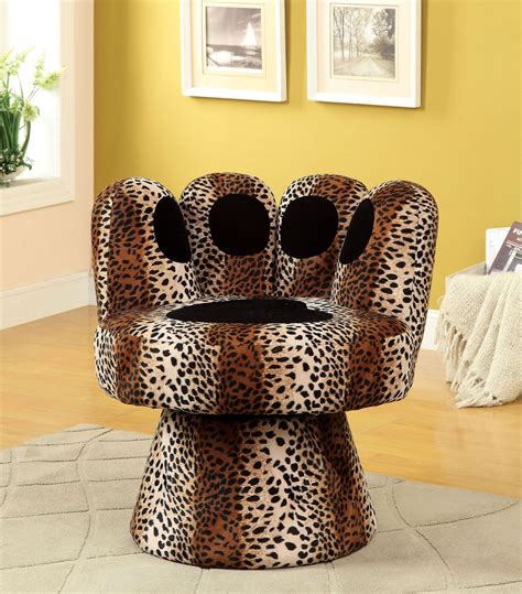 Paus Leopard Print Swivel Accent Chair From Furniture Of America Cm