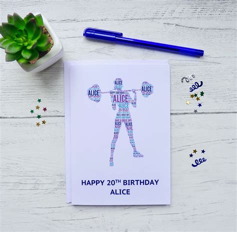 Personalised Womens Barbell Fitness Birthday Card Fitness Enthusiast