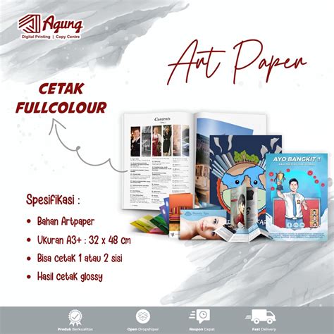 Jual Cetak Artpaper 120gr 150gr Custom Ukuran A3 Fullcolor Cetak