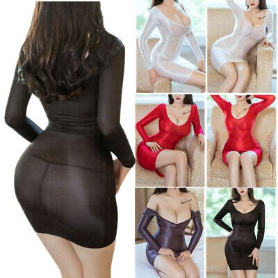 Damen Sexy Kleid Bodycon Minikleid Sheer Dessous Kleider Gl Nzend Party