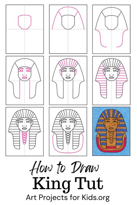 Easy How To Draw King Tut Tutorial And King Tut Coloring Page Kids