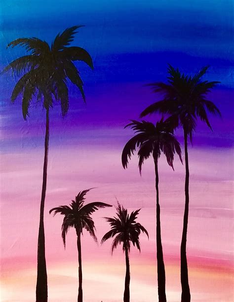 Sunset Palm Tree Painting 18 Etsy