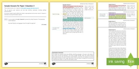 How can i get a high grade when i compare language from poems from different cultures. AQA Language Paper 2: Question 3 Sample Answers - Detectives