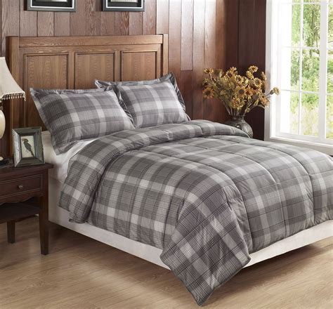 Shop for gray plaid comforter online at target. 2pcs Light Grey Plaid Flannel Feel Down Alternative ...