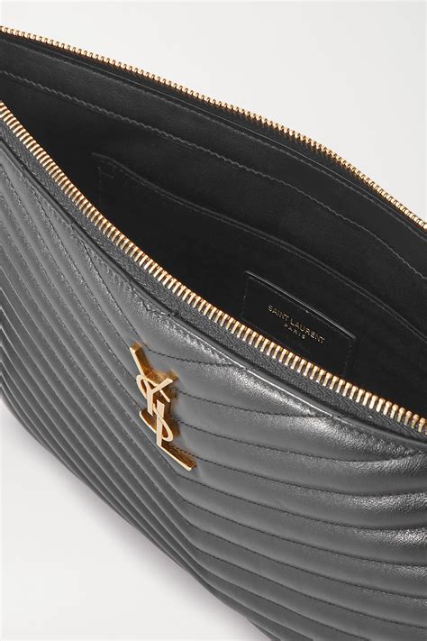 Black Monogram Quilted Leather Pouch Saint Laurent Net A Porter