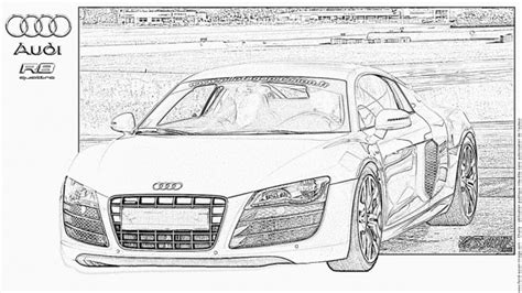 Coloriage Audi R8 sur ordinateur dessin gratuit à imprimer