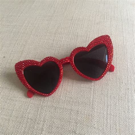Embellished Love Heart Sunglasses Choice Of Colours Etsy