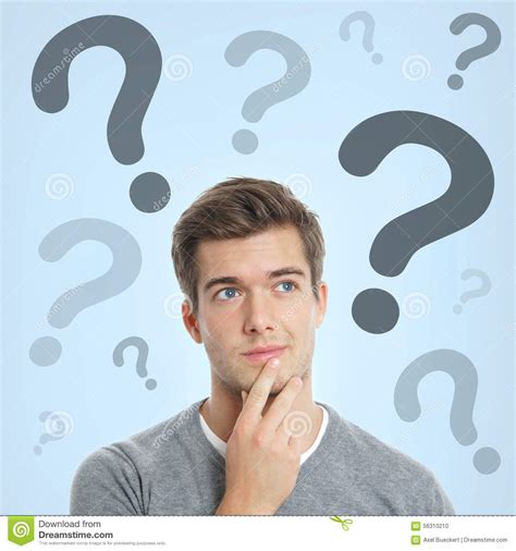 Young Man With Question Marks Stock Photo Image Of