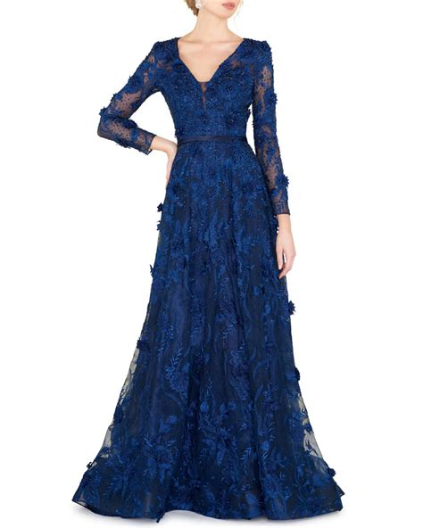 See more ideas about mac duggal prom, mac duggal, prom dresses. Mac Duggal Long-Sleeve Floral Embroidered Gown ...