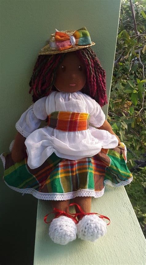 Handmade Afro Caribbean 16 Fabric Doll In Tradition Creole Madras