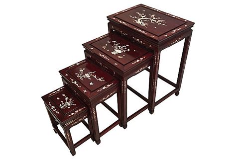Chinese Rosewood Nesting Tables S4 Abalone Inlay
