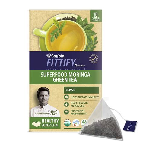 saffola fittify gourmet superfood moringa green tea 37 5 g classic 15 sachets