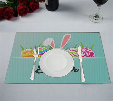 Abphqto Happy Easter Greeting Card Placemat 12x18 Inchset Of 2 Table