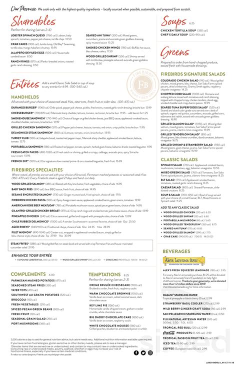 Firebirds Wood Fired Grill menus in Gilbert, Arizona, United States