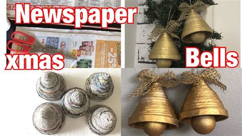 Diy Newspaper Christmas Bells Christmas Decor Paper Craft Youtube