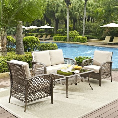 If a story, film, etc. Crosley Furniture - Tribeca 4 Piece Outdoor Wicker Seating ...
