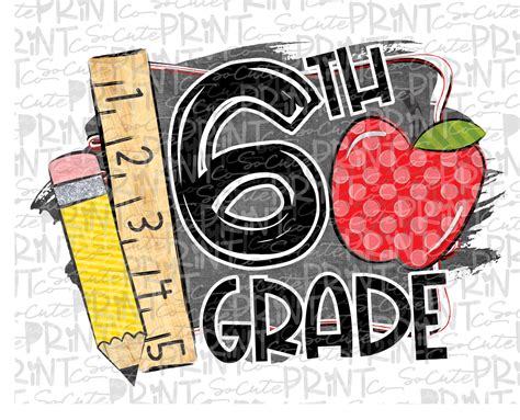 Back To School Sixth Grade Chalkboard Clipart Png File For Etsy