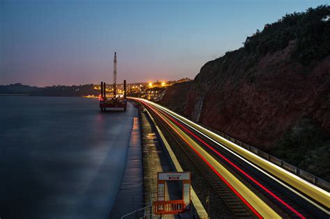 Wallpaper Longexposure Sea Seascape Night Speed Train Lights