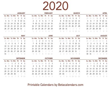 Free Calendars 2020 Printable Free Letter Templates