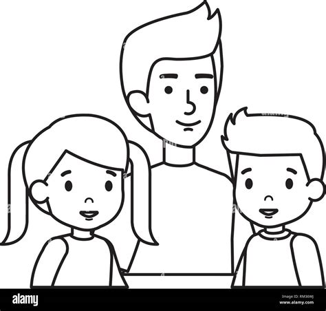 le père avec son fils et sa fille vecteur caractères illustration design image vectorielle stock