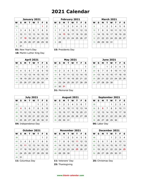 12 Month Free Printable 2021 Calendar With Holidays Usa Printable Calendar
