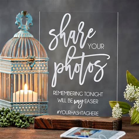 Share Your Photos Funny Acrylic Hashtag Wedding Sign Rich Design Co
