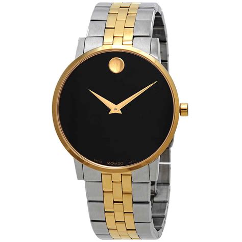 Movado Museum Classic Black Dial Two Tone Mens Watch 0607200 In Black