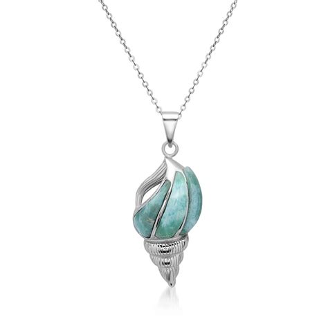 Larimar Seashell Pendant Necklace In Sterling Silver 18 Ross Simons
