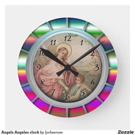 Angels Angeles Clock Clock Round Wall Clocks Wall Clock