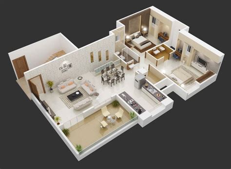 25 More 3 Bedroom 3d Floor Plans Architecture And Design 3d House