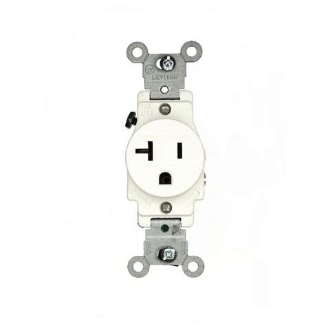 Leviton 20 Amp Commercial Grade Grounding Single Outlet White 5891 W