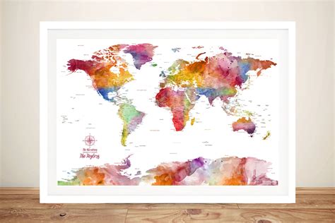Colourful Custom Push Pin World Map Art Affordable Canvas Prints Au